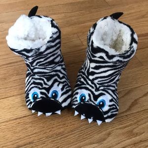 Toddler Zebra Monster Slippers
